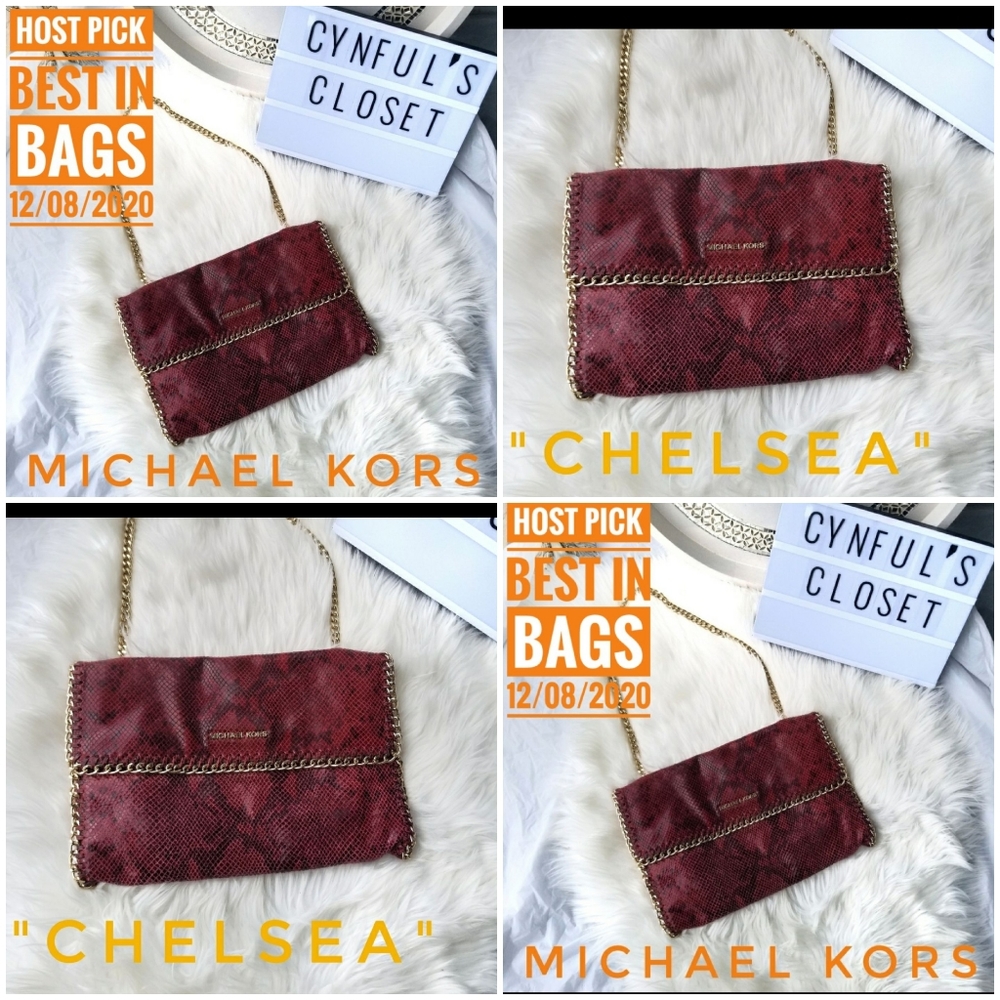 Michael Kors "Chelsea" Python red clutch - Picture 2 of 14